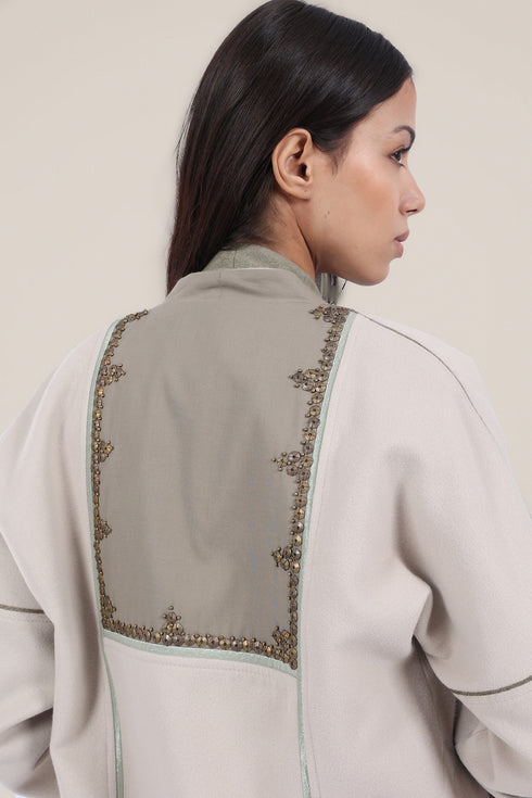 Embroidered Wool long Coat